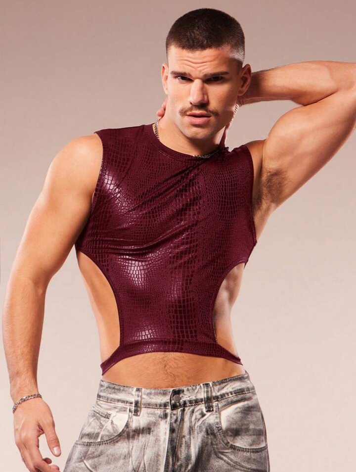Men's Casual Hollow Out Round Neck Versatile Daily Wear Top